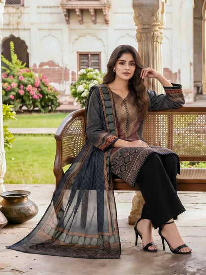 3 Piece Lawn Paste Suit (Unstitched)