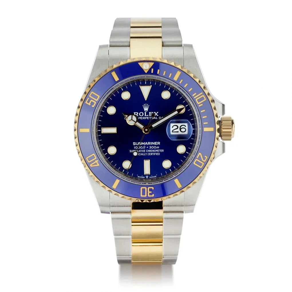 Rolex Submariner Dual Tone Chain Blue Bezel Blue Dial
