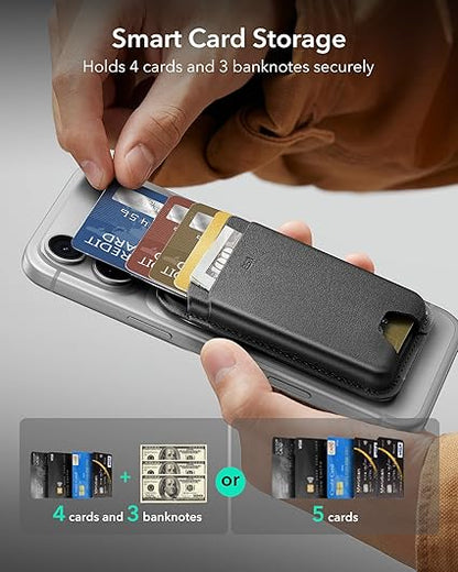 ESR for MagSafe Wallet, 5 Card Holder for Phone Case, RFID Blocking | MagSafe Sticker Included, Slim Magnetic Wallet for iPhone 17 Pro Max 17e 16 15 14 13 12 Series, Selected Samsung Galaxy,Black