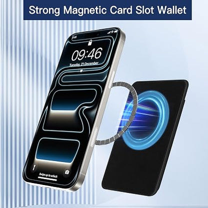 Stronger Magnetic Card Wallet for iPhone 17/16/15/14/13/12 Series | (Not for 13/12 Mini), Flower Pattern Hard Card Slot Holder Fit 3 Cards Compatible with Magsafe Accessories, Black
